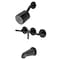 Kingston Brass KBX8130CML Three-Handle Tub and Shower Faucet, Matte Black KBX8130CML - alternate 1